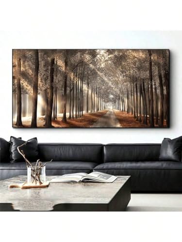 Tableau sur toile nature et forêt scandinave format géant 90x180 cm pour salon