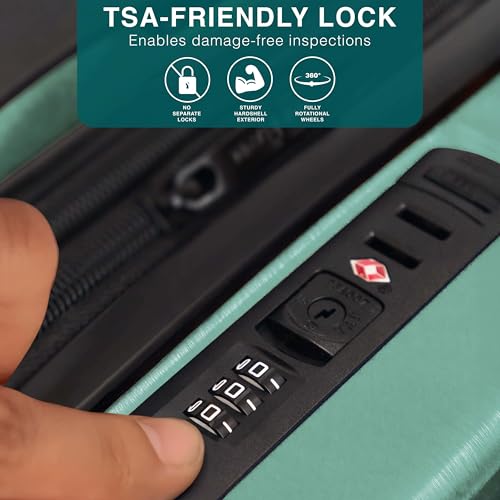 Image of 24 Inch Luggage with Spinner Wheels, Hard Shell Suitcase with TSA Locks for Luggage, Travel Large Suitcase, Expandable Hard Shell Suitcases, Sage Green