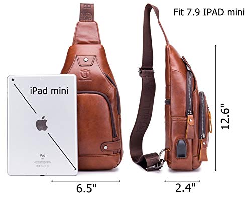 BULLCAPTAIN-Genuine-Leather-Mens-Sling-Bag-Multipurpose-Travel-Crossbody-Chest-Bag-Daypacks-with-USB-Charging-Port