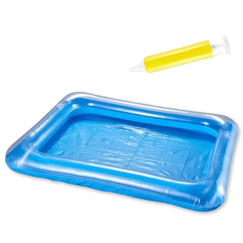 LUMOOM Aufblasbares Fußbecken, PVC Fußbadewanne, Planschbecken für Kinder, Pool Fußwanne mit Ballonpumpe, 60cm Durchmesser, für Pools Home Spa Schwimmbecken, Garten, Outdoor (Quadrat)