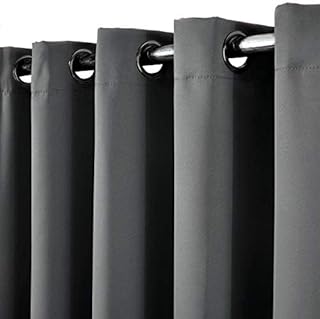 Curtain blackout Thick Thermal Eyelet Ring Top Pair curtain Panel Set of 2 Eyelets Curtains46"x54"Soft Curtains for Bedroom Drop Noise Reduce Curtains for Living (Charcoal Grey, W46"xL54"(W117XL137CM)