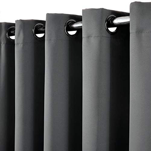 Curtain blackout Thick Thermal Eyelet Ring Top Pair curtain Panel Set of 2 Eyelets Curtains46"x54"Soft Curtains for Bedroom Drop Noise Reduce Curtains for Living (Charcoal Grey, W46"xL54"(W117XL137CM)