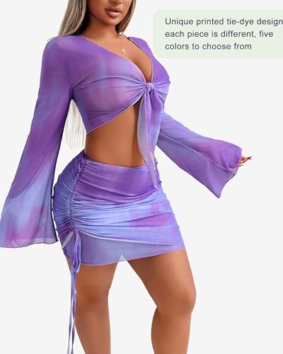 Image of Two Piece Skirt Set Shirt and Skirt Set for Women Going Out Sets Club Outfits Cute 2 Piece Sets Sexy Rave Mini Skirt