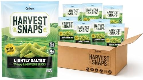 Harvest Snaps Veggie Chips (Lightly Salted Snack Crisps) | Powered by Plant Protein, Gluten Free Baked Vegetable Crisps | Made in USA (8 Snack Packs)