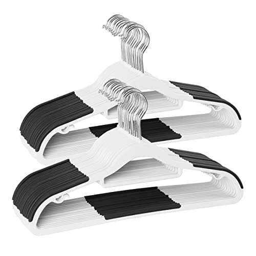 Finnhomy Bar Design Heavy Duty 50 Pack Plastic Hangers, Clothes Hangers with Non-Slip Pads, Great for Shirts, Pants, Scarves, Strong Enough for Coat, White