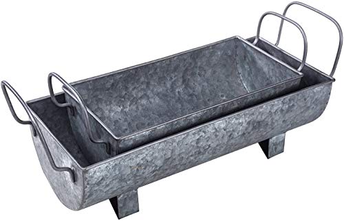 Decorative Metal Flower Planter Window Galvanized Trough Set Garden Decoration Gardening Gift Souvenir Metal Flower Pot Vase Decor for Friend Family