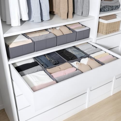 LAJIAKE 8er Set Schubladen Organizer passend für PAX Kleiderschrank 100×58 cm Faltbar Schubladeneinsatz für Kleidung & Kinderkleidung, modulares Design, stabil, Grau
