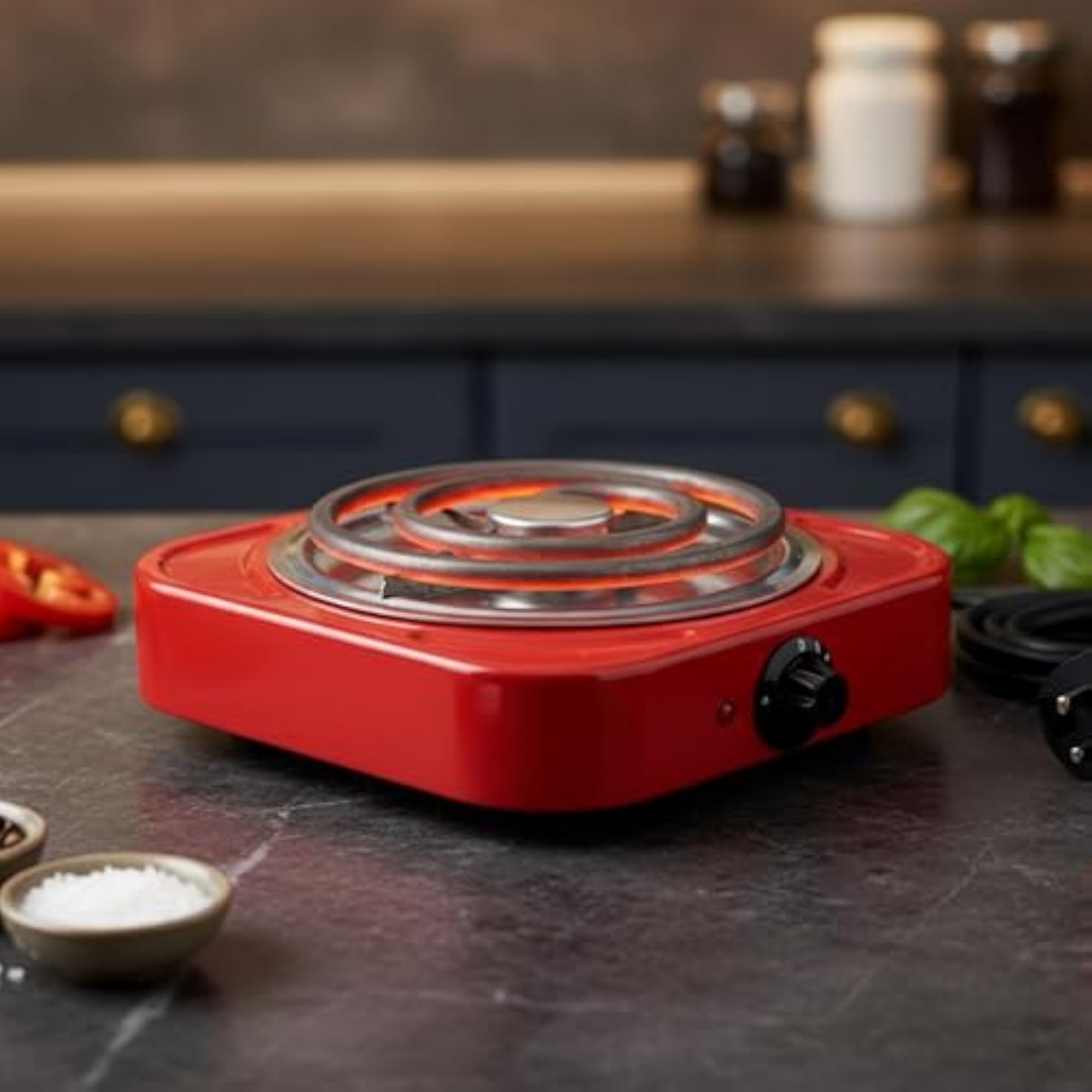 Portable 500W Electric Coil Cooktop, Adjustable Temperature