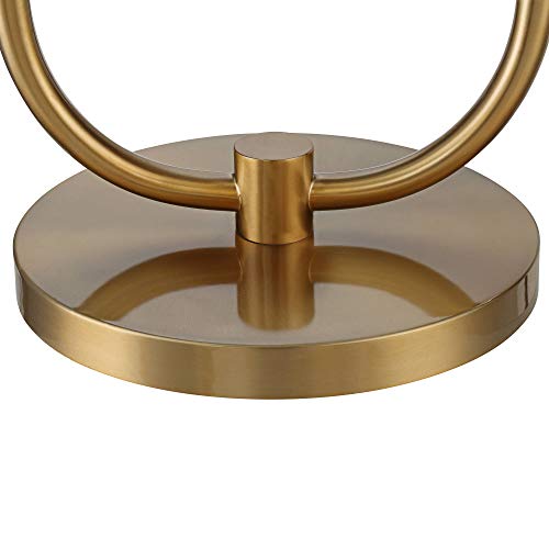 Possini Euro Design Volta Mid Century Modern Arched Floor Lamp With Usb Charging Port Glass Tray Table 66" Tall Antique Brass Gold Metal White Linen Drum Shade Living Room Reading House Bedroom #TOP5