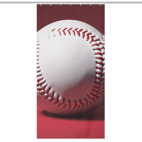 VFKLT Bedruckter Duschvorhang mit Sport-Baseball-Motiv, wasserdicht, mit rostfreien Metallösen, Badezimmer-Dekoration für Luxushotel, Spa, Fitnessstudio, 92 x 183 cm