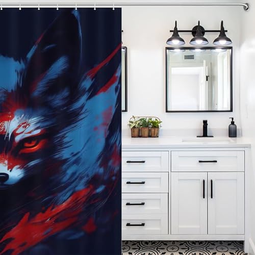 Rideau de douche renard imperméable en polyester lavable pour rideau de baignoire 183x183cm - 5