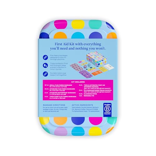 Image of Welly First Aid Kit - Bravery Badges in Flexible Fabric and Waterproof, Singe Use Ointments Triple Antibiotic, Cleansing Wipes and Hydrocortisone - 70 Count