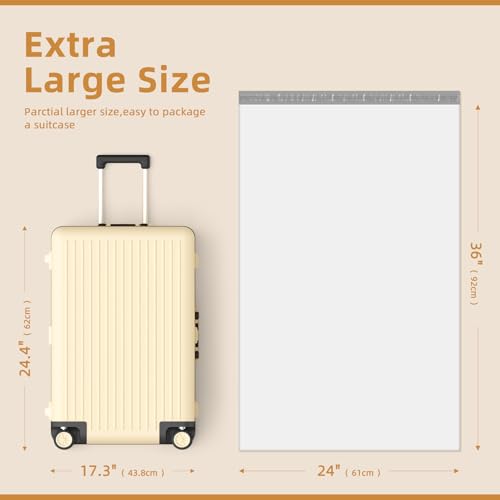 Image of Fuxury Extra Large Poly Mailers 24x36 inch 50Pcs, Bulk Heavy Duty Shipping Bags | 2.5mil Strong Adhesive Shipping Envelopes for Clothing, XL Jumbo Poly Mailing Envelopes for Small Business Suppier White