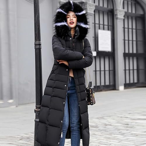 Womens Long Puffer Coat with Hood Maxi Length Quilted Padded Jackets Winter Warm Long Sleeve Outerwear Pockets2