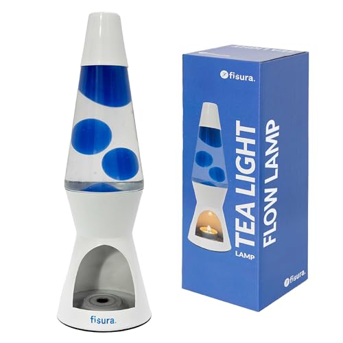 Fisura Lava Lamp with Candle. Electricity-Free Lamp. Eco-Friendly Motion lamp. Original Gift. Measurements: 29 centimetres x 8.5 centimetres (Candle, Blue)