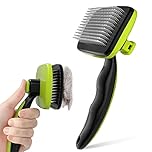 Pecute Cat and Dog Brush, Dog Brushes for Grooming, Self Cleaning Slicker Dog Brush, Rounded Pins for Short Haired Cats, Cat Comb Shedding, Furminator for Pets, Portable Loosens Tangles