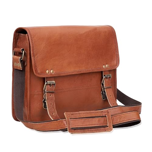 Image of cuero Genuine Leather iPad /Tablet Bag Messenger Bag Small Briefcase CrossBody Shoulder Bag for Men and Women