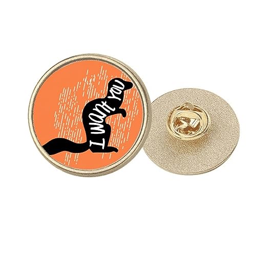 Broche ronde écureuil noir en métal doré taille M pour accessoiriser une veste chic