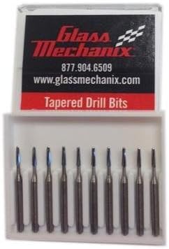 Glass Mechanix Carbide Drill Bits, Tapered, PKG of 10