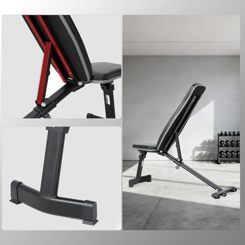 ISE Banc Musculation Pliable Complet Inclinable, Banc de Musculation Complet Pliable Multifonction, Banc Abdominaux&Bancs de Musculation 6 Positions Réglable(-25°-100°), Bench Musculation/Banc Muscu – Image 6