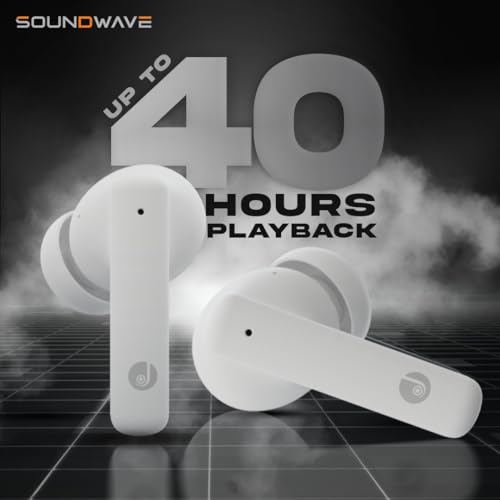 Image of JUST CORSECA Soundwave Earbuds with Type C Charging | ANC & ENC Model | Low Latency Bluetooth 5.3 | IPX4 Water Resistance | Smooth Touch Controls (White)