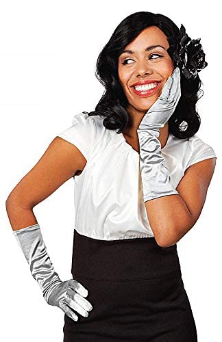 Inception Pro Infinite - Guantes largos mujer años 20 elegantes simples satén elástico plata Idea regalo Navidad cumpleaños fiesta, plateado, Talla única Cover