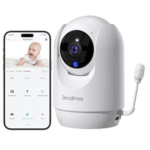 BondFree Baby Monitor with Camera and Audio, 2K Smart Baby Monitor with App,Temperature& Humidity,2-Way Talk,Night Vision,14 Lullabies,Cry & Motion Detection,4X Zoom-2.4Ghz WiFi Baby Monitor