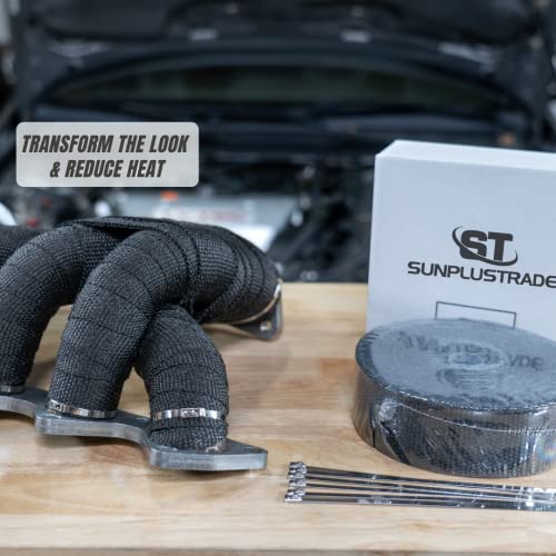 SunplusTrade 2" x 50' Black Exhaust Header Heat Wrap for Motorcycle Cars Heat Shield with Stainless Steel Zip Tie (2 Pack) by SunplusTrade - Used condition - Image 9