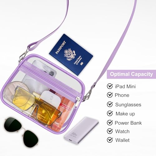Image of Clear Bag for Stadium Events Clear Sports Fan Handbags Purses with Adjustbale Strap for Concerts Festivals Game Day
