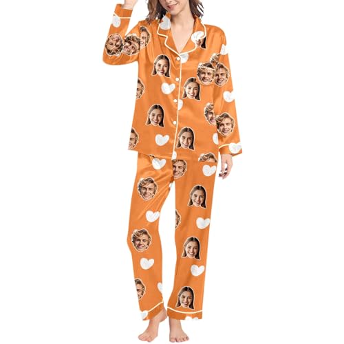 Pyjama personnalisé avec photo pour femme | Vêtement de détente à col en V pour l'hiver