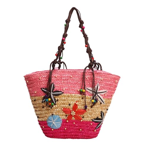 Sac tissé multicolore grande capacité femme bandoulière motif floral