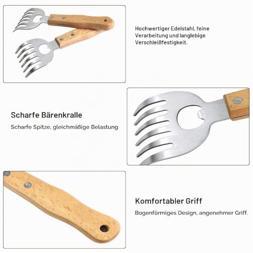 Foto von Pulled Pork Krallen, Pulled Pork Gabeln, Meat Claws, BBQ Fleischkrallen, Bärenkrallen, Zerkleinerungskrallen zum Zerkleinern und Mischen, zum Zerkleinern von Pulled Pork, Huhn, Rindfleisch, 2 Pack