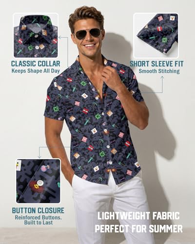 Image of 99TIMORO Fathers Movie Hawaiian Shirt for Men, Characters Button Down Short Sleeve Top, Summer Beach Gifts