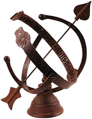 Cast Iron Armillary Sundial w Hour Indicator, Bronze, 30 cm (W) x 35 cm (H), Garden Ornament