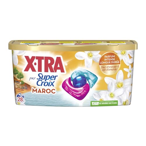 Super Croix - X-Tra - Trio-Caps - Maroc - Fleur d'Oranger & Lait d'Amande - Moment Evasion - Experience Sensorielle - Parfum Intense-Longue Durée - Efficace dès 20°C - 28 Lavages