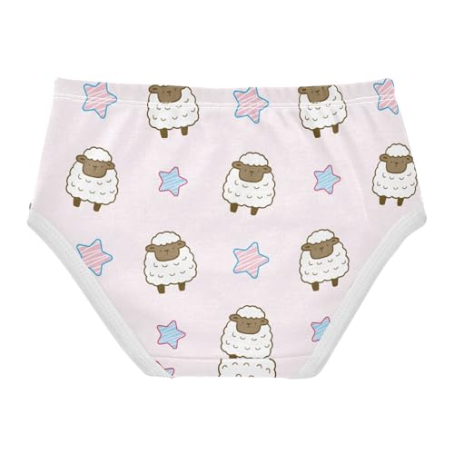 Wusikd Cartoon Sheep Girls' Underwear Cotton Star Light Pink Girls Briefs Soft Toddler Underwear 3T2