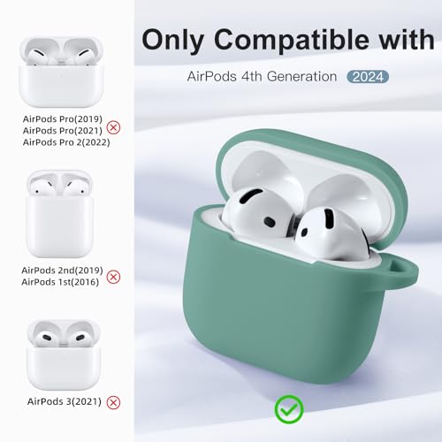 Ouwegaga Compatible for AirPods 4th Generation Case 2024- Full Body Protective Shock-Resistant Silicone Case Cover Compatible with Apple AirPod 4 Case - Image 2