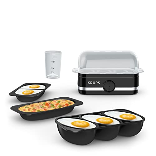 Comparison: Best Electric Egg Poacher 3 KRUPS: Simply Electric Plastic and Stainless Steel Egg Cooker 6 Eggs 400 Watts Hard, Medium, and Soft Boiled, Poached, Scrambled, Omelets, Rapid Cook Black