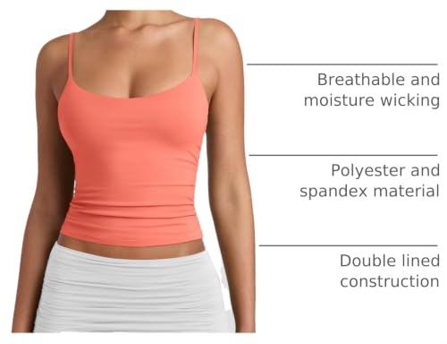 Image of PINKMSTYLE Women's Basic Double Lined Scoop Neck Tank Tops Summer Cami Top | Adjustable Spaghetti Strap,Soft Skin Stretch,Slim Fit for Everyday Wear