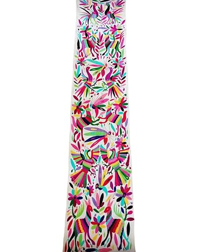 Otomi multicolor table runner 75 x 15 in, completely hand embroidered