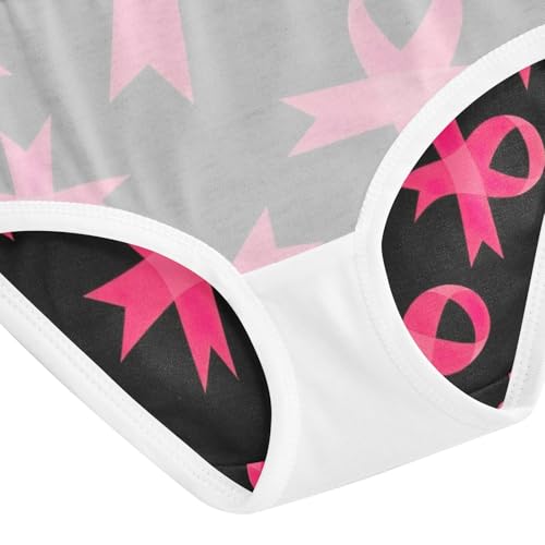 Pink Awareness Ribbons Black Cotton Toddler Underwear, Cotton Girls Underwear, 2T–8 Years4