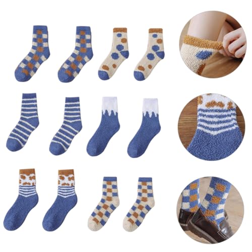 12 Pairs British Socks Women's Socks Coral Fleece Material Miss Non-slip3