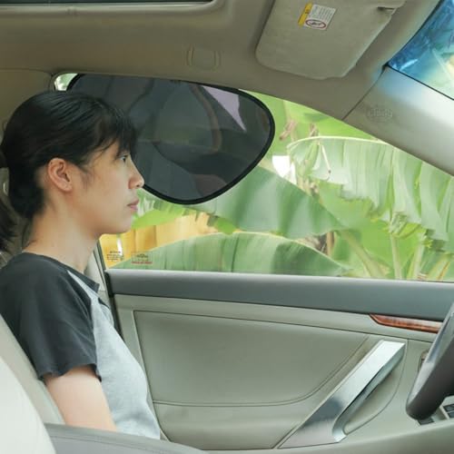 TFY Car Side Window Sun Shade - Static Cling Dark Transparent Film for Low-Angle Sunlight, UV Protection, Heat Reduction, Easy Install & Removable Sun Visor for Driver and Passenger, 2 Pieces