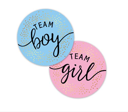 Gender Reveal Stickers für Partyeinladungen und Abstimmungsspiele 120pcs Team Boy und Team Girl Labels mit Goldfolie für Reveal Partys und Baby Showers (Pink Blau)