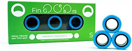FinGears Magnetic Fidget Rings, Relieve Stress and Anxiety, Freestyle Magnetic Spinner Ring for Adult Pack of 3 (Blue/Black)
