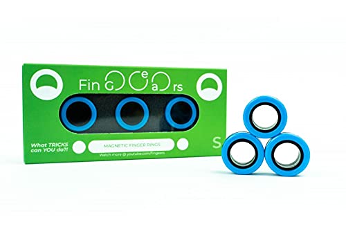 FinGears Magnetic Fidget Rings, Relieve Stress and Anxiety, Freestyle Magnetic Spinner Ring for Adult Pack of 3 (Blue/Black)