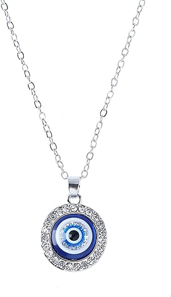 Necklace, Dot Diamond Lucky Blue Eye Necklace, Evil Eye Pendant Necklace, Turkish Evil Eye for Protection and Blessing for Women
