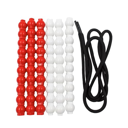 Image of Junior Learning: 60 Bead Cubes & Laces - Includes 30 White & 30 Red Beads & Black Lace String, Hands-On Math Learning & Development, Kids Ages 4+