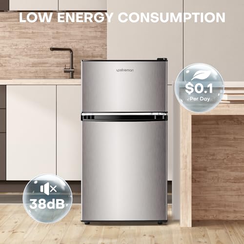 Upstreman SD-321 3.2 Cu.Ft Mini Fridge With Freezer, Double Door Mini Fridge, Adjustable Thermostat, Mini Refrigerator thumb #4