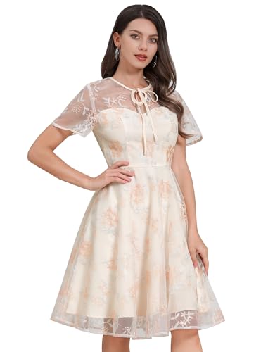 Robe de cocktail florale en tulle brodé pour vos soirées de gala